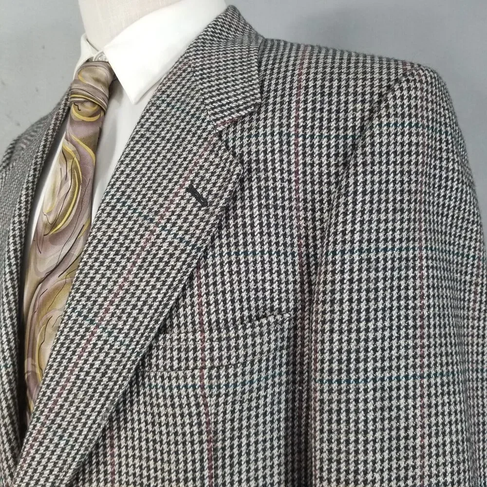 Evan Picone Jacket Sports Coat Mens 44L Brown Tweed‎ Wool Vintage USA